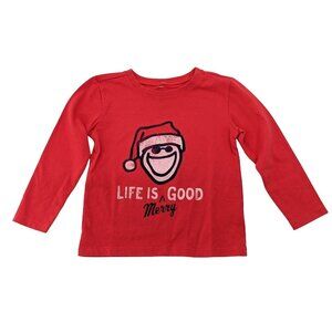 Life Is Good Christmas T‎ Shirt Kids 3T Red Long Sleeve Santa Boy Girl Unisex